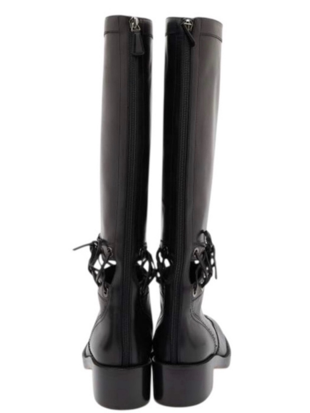 CHANEL Black Leather Knee High Lace Detail riding Boot Runway Fall 2016 - Picture 4 of 14